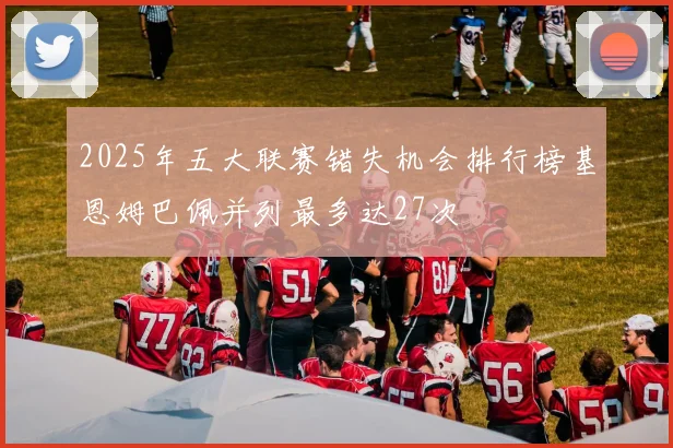 2025年五大联赛错失机会排行榜基恩姆巴佩并列最多达27次